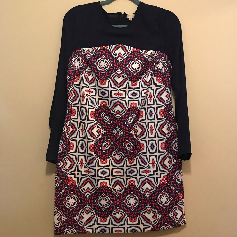 Cremieux Size Medium Navy White and Orange Dress